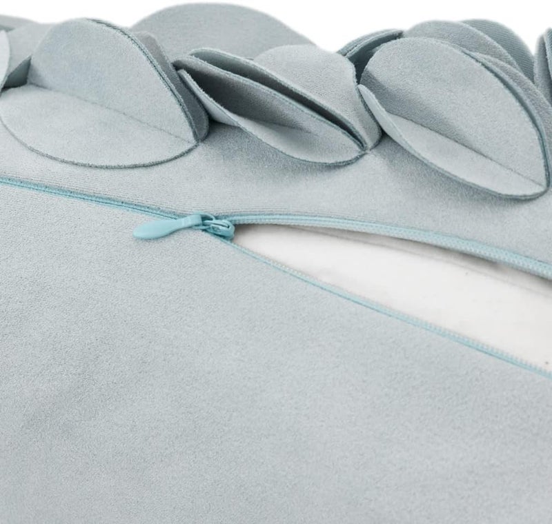 KINGROSE Handmade 3D Flower Throw Pillow Cover Home Decorative Pillow Case Soft Rectangular Cushion Cover for Sofa Couch Chair Living Room 12 x 20 Inches Solid Suede Sky Blue - Image 5