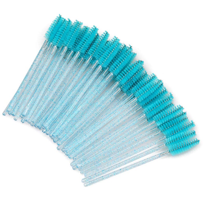 G2PLUS 100PCS Eyelash Mascara Brushes, Disposable Lash Spoolies, Crystal Mascara Wands Makeup Kits for Eyelash Extensions and Eyebrow (Lake Blue) - Image 5