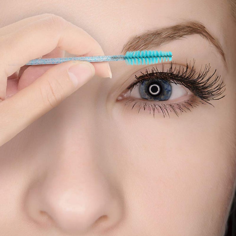 G2PLUS 100PCS Eyelash Mascara Brushes, Disposable Lash Spoolies, Crystal Mascara Wands Makeup Kits for Eyelash Extensions and Eyebrow (Lake Blue) - Image 4