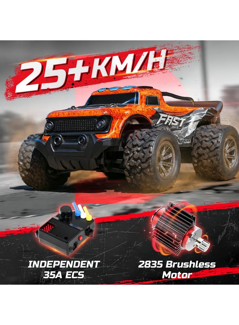 YQLIFE RC Offroad Truck - 1:20 Scale Beginner RC Car, High Speed 25 Km/h, Remote Control Monster Truck with 500 mAh Batteries &LED Light ,Gifts for Adult and Boys - Image 2