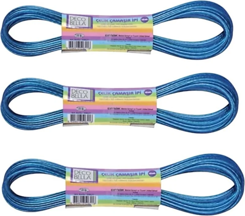 Hane216 3 Pieces of 10 Meters PVC Coated Steel Clothesline