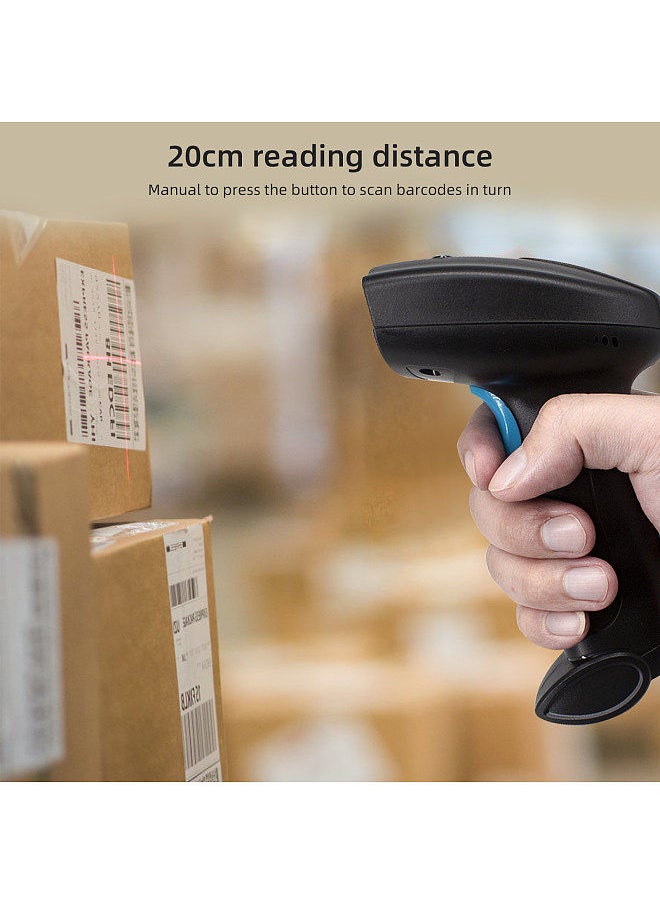 Generic - 1D 2D Barcode Scanner Handheld USB Wirelss Bar Code Reader Manual Trigger/Auto Continuous Scanning Support Paper Code Compatible with Windows Android Mac - Image 1