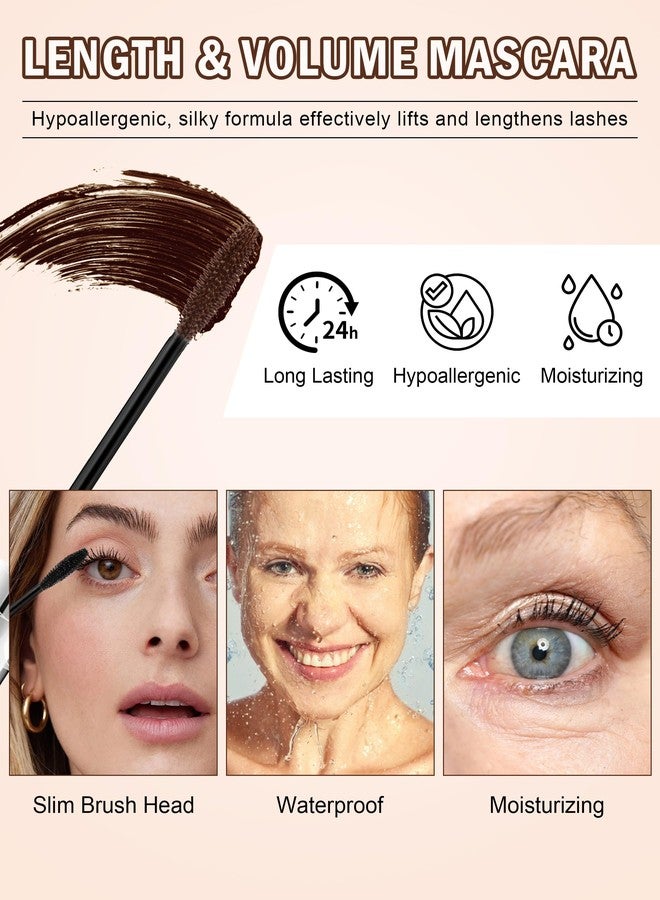 Jutqut 2PCS Mascara for Older Women 60 Plus and Eye Liner Pencils Makeup Set, Mascara Volume and Length Waterproof, Hypoallergenic Mascara Sensitive Eyes, Smudge Proof Long Lasting # Brown - Image 3