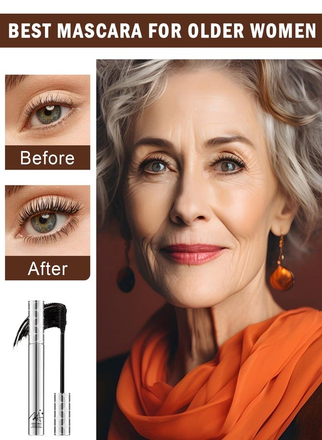 Jutqut 2PCS Mascara for Older Women 60 Plus and Eye Liner Pencils Makeup Set, Mascara Volume and Length Waterproof, Hypoallergenic Mascara Sensitive Eyes, Smudge Proof Long Lasting # Brown - Image 2