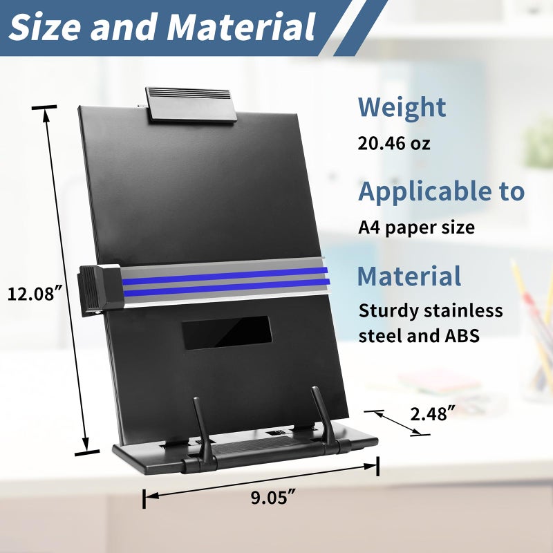 TONOS Copyholder 2 PC- High Quality Metal Desktop Document Holder, Paper Stand for Desk When Typing, Sturdy Stainless Steel, Adjustable Angle, Relieve Eye and Neck Strain, Typing Stand Document Holder - Image 3