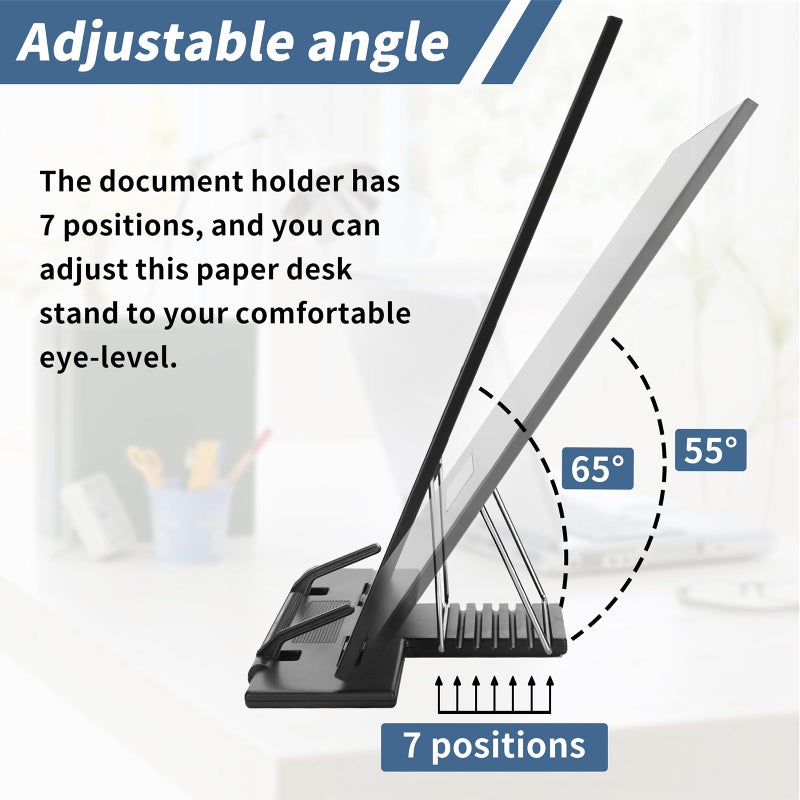TONOS Copyholder 2 PC- High Quality Metal Desktop Document Holder, Paper Stand for Desk When Typing, Sturdy Stainless Steel, Adjustable Angle, Relieve Eye and Neck Strain, Typing Stand Document Holder - Image 4