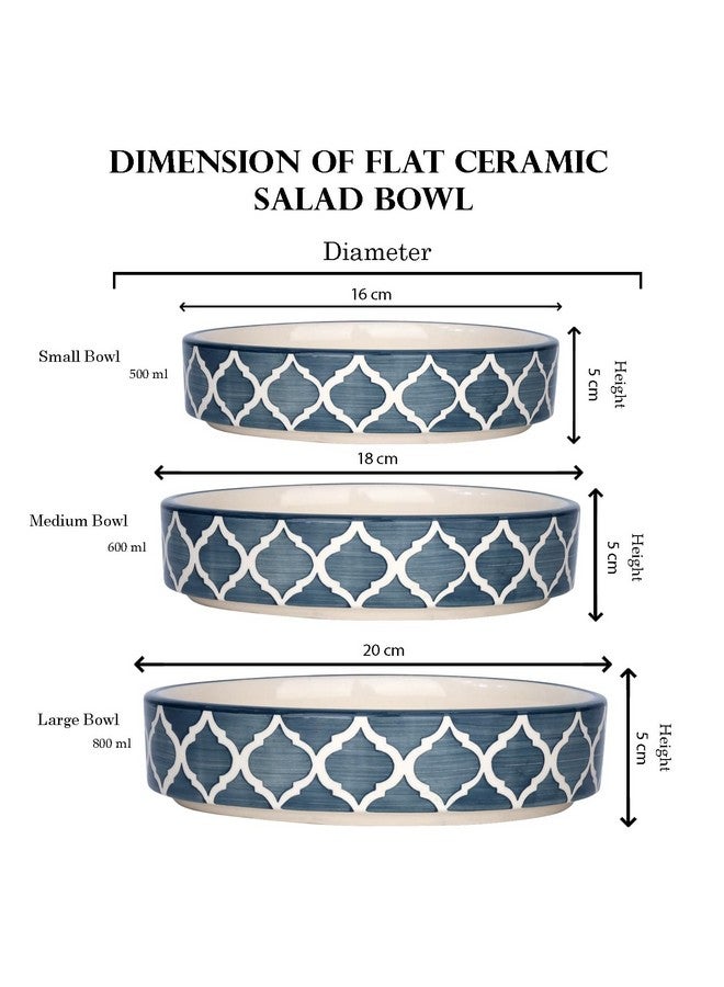 SEPARATE WAY Ceramic Flat Deep Serving Bowl Set of 3, Mix Size - 800ml, 600ml, and 500ml | Glossy Finish | Salad, Snack, Pasta Plates | Flat Bowl | Serving Plate | Mix Bowl Plates (Moroccan Gray) - Image 5