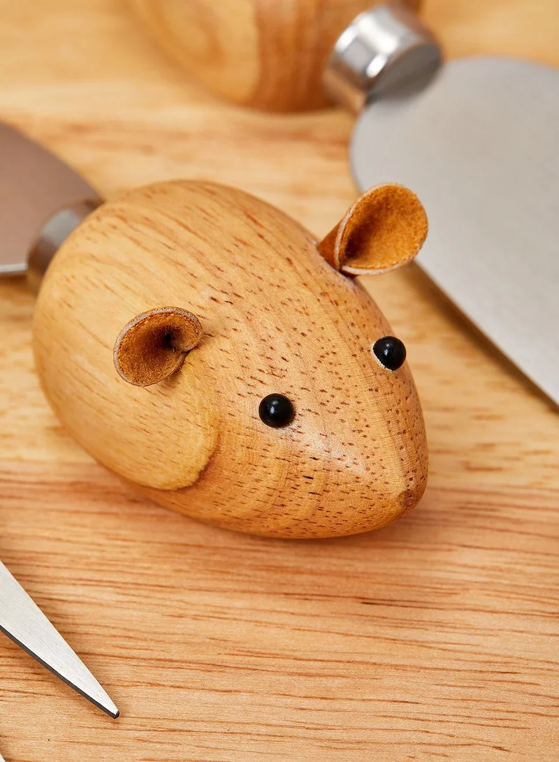KIKKERLAND 3 Mouse Knives With Cheese Board