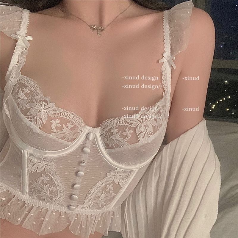 New Sexy Lace Ultra-thin Lingerie Women's Suit Push-up Small Emotional Fish Bone Beautiful Back Lactate Body Shaping Bra - Image 3