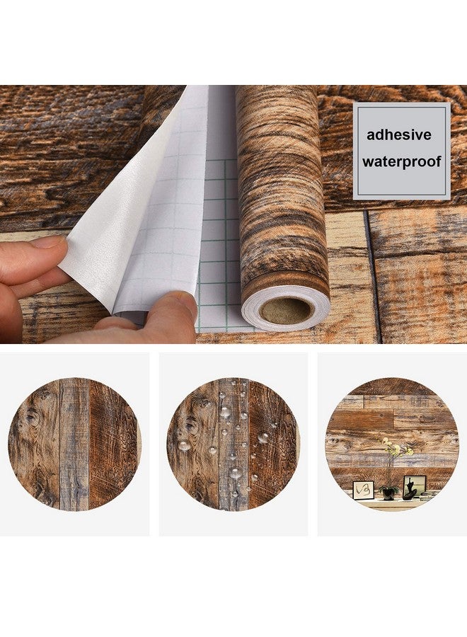 WENMER 17.71" X 118" Brown Wood Wallpaper Peel And Stick Shiplap Self Adhesive Contact Paper For Cabinet Countertop Shelf Drawer Wall Door - Image 5