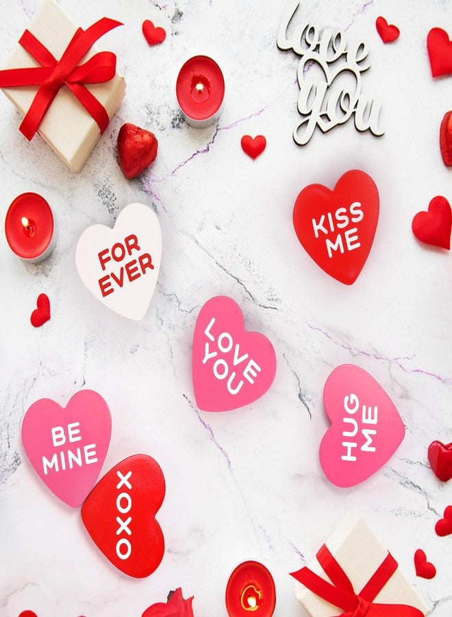 AinDen Valentines Day Decorations Wooden Sign, 6 Piece Small Heart Shaped Decor, Love Candy Table Centerpiece for Tiered Tray, Home, Kitchen, Rustic Living Room, Shelf, Wedding, Party - Image 5