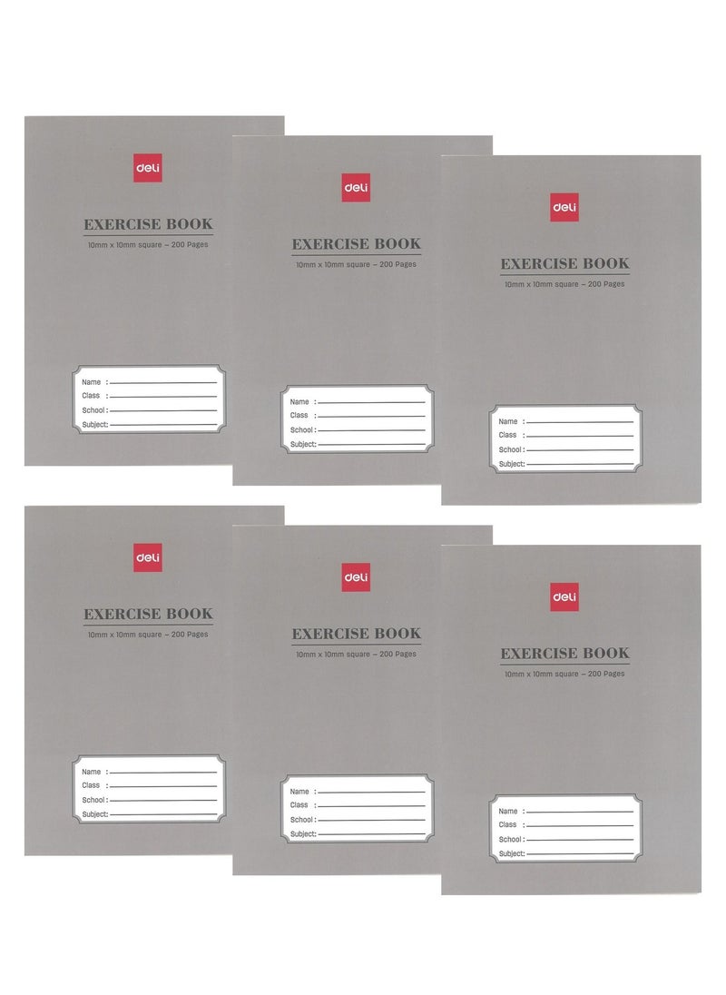 Deli - 6-Piece 10mm Square Line Notebook A5 Size 200 Pages - Image 1