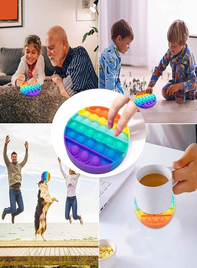 Aseenaa Pop It Fidget Toys | Pop Its Toy Set | Popits Stress Relief Rainbow | Poppit Silicone Gadgets | Push Pop Bubble Fidget Gift for Kids | Pack of 1 | Round Rainbow | Colour - Multi - Image 4