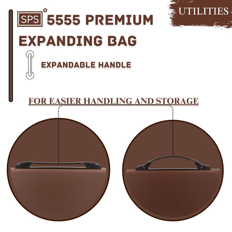 sps 13 Pocket Expanding File Folder with Buckle Closure,Label Index and Handle for A4/Foolscap/Legal Documents (Brown) - Image 3