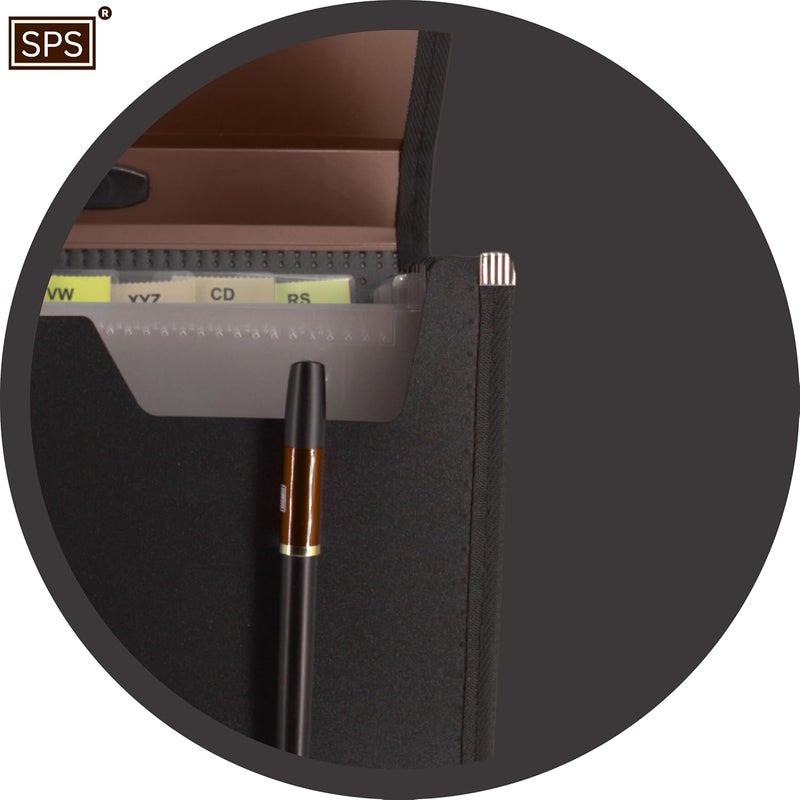 sps 13 Pocket Expanding File Folder with Buckle Closure,Label Index and Handle for A4/Foolscap/Legal Documents (Brown) - Image 5