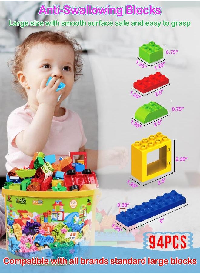 EP EXERCISE N PLAY Large Building Blocks Set, 94 Pcs Classic Big Blocks STEM Toy Bricks, Kids Pre-School Toy Early Learning First Building Blocks, Ideal Great Gift for Toddler Boys Girls Age 3,4,5,6,7,8+  - Image 3