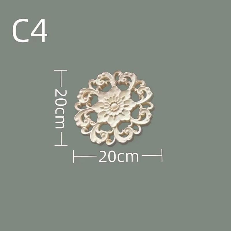 النمط الأوروبي الأمريكي منحوتات الزهور الخشبية الصلبة المستديرة المجوفة لتعزيز باب الخزانة C4 20 سم × 20 سم - Image 3