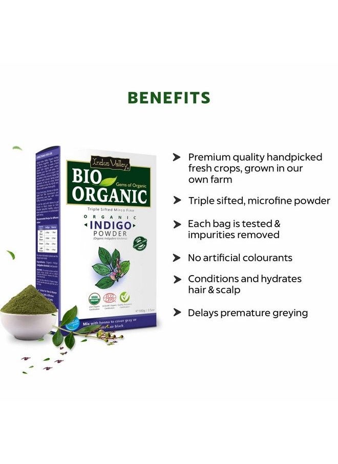 Indus Valley - Organic Indigo Powder Hair Color (Indigo Indigo+Argan Oil Shampoo) - Image 1