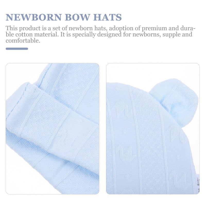 Double Layer Cotton Newborn Baby Earflap Winter Hat Soft Hospital Cap Blue - Image 5