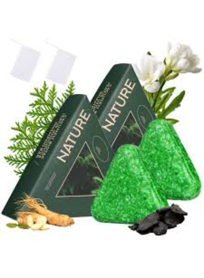 SEVEN GREEN Nature 2 Pcs Nature Triangle Shampoo Bar,Nature Green SoapShampoo,Nature Seven Green Soap Shampoo,