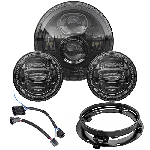 Z-OFFROAD New 7 Inch Motorcycle LED Headlight 4.5" Fog Passing Lights, DOT Kit Compatible with Harley Davidson Road King Electra Glide Ultra Classic Heritage Softail Fat Boy Street Glide, Black - Image 1