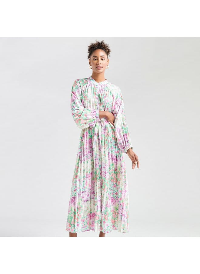 FAV - All-Over Print Maxi Shirt Dress with Long Sleeves - Image 1