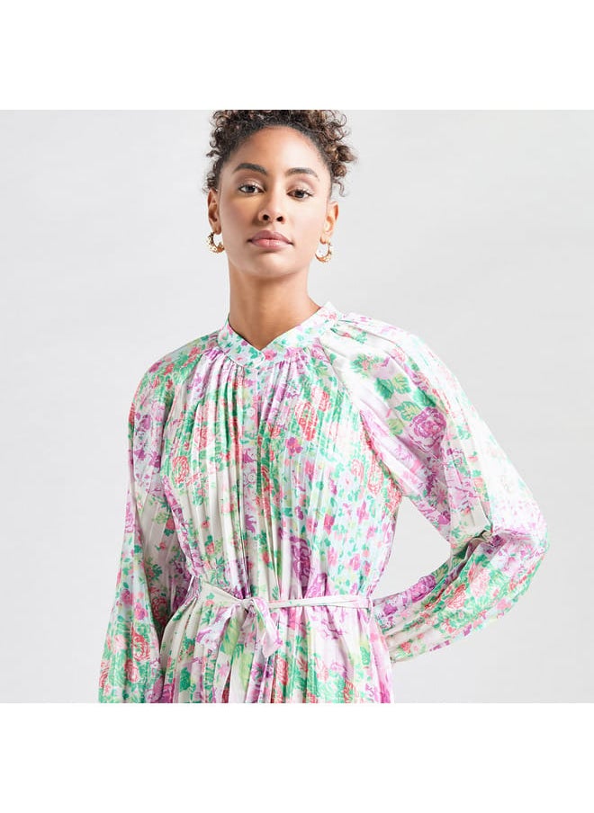 FAV - All-Over Print Maxi Shirt Dress with Long Sleeves - Image 1