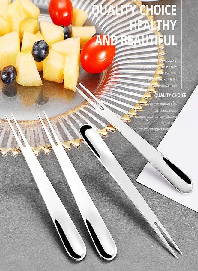 Ikerall 8 Pack Crab Stainless Steel Forks,(2 in 1 Spoon + Fork) Escargot Forks 2 Prong Tasting Appetizer Forks Portable Cocktail Salad Fruit Forks for Party Travel（4.8 Inches 8 Set） (Silver) - Image 3