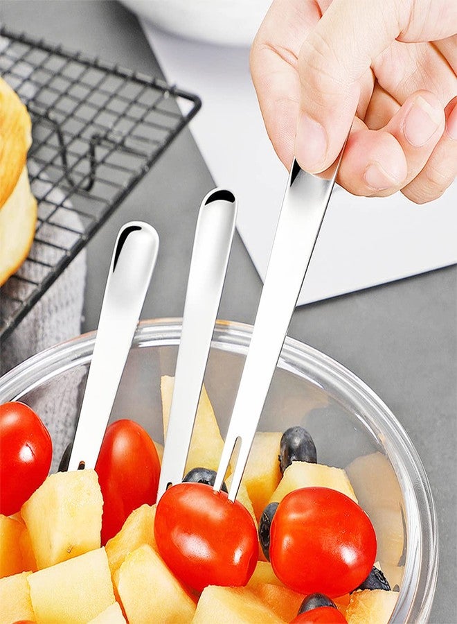 Ikerall 8 Pack Crab Stainless Steel Forks,(2 in 1 Spoon + Fork) Escargot Forks 2 Prong Tasting Appetizer Forks Portable Cocktail Salad Fruit Forks for Party Travel（4.8 Inches 8 Set） (Silver) - Image 5