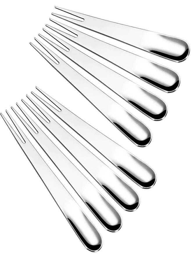Ikerall 8 Pack Crab Stainless Steel Forks,(2 in 1 Spoon + Fork) Escargot Forks 2 Prong Tasting Appetizer Forks Portable Cocktail Salad Fruit Forks for Party Travel（4.8 Inches 8 Set） (Silver) - Image 1
