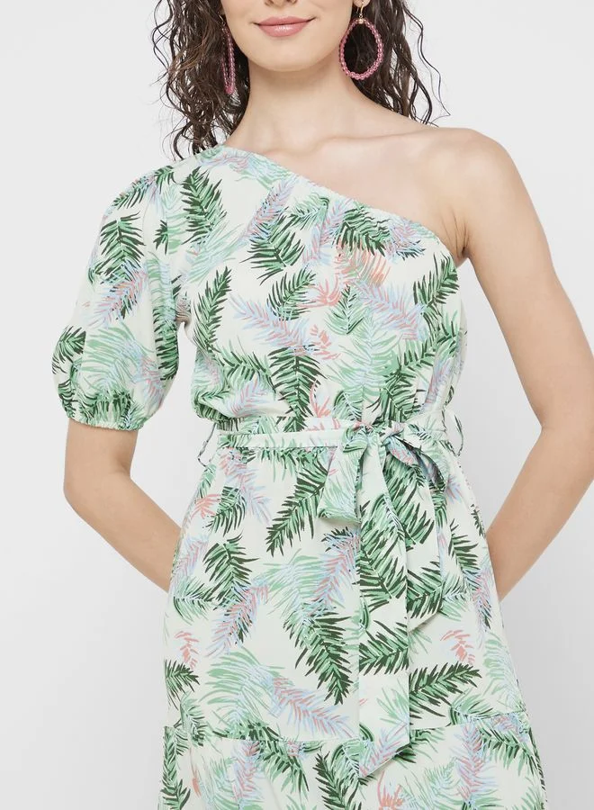 Urban Minx Urban Minx One Shoulder Printed Dress
