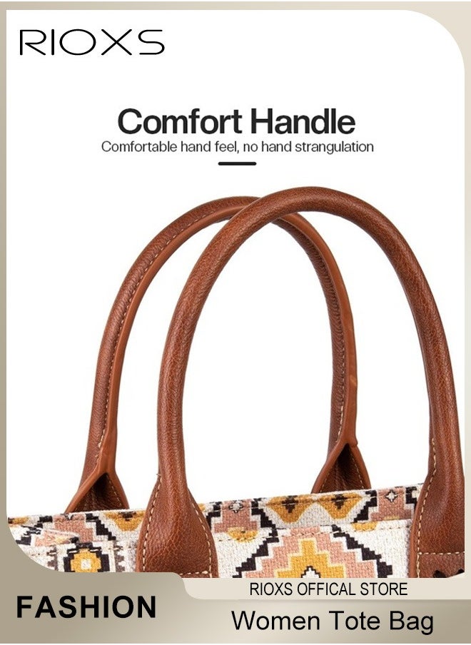 RIOXS Tote Bag Western Purses for Women Shoulder Boho Aztec Handbags  - Image 5