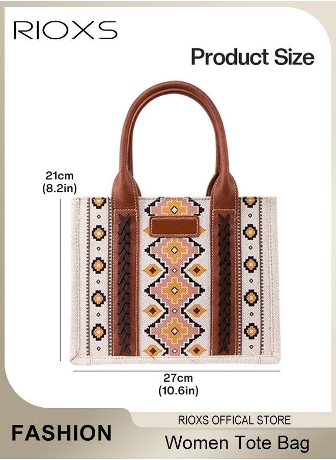 RIOXS Tote Bag Western Purses for Women Shoulder Boho Aztec Handbags  - Image 4