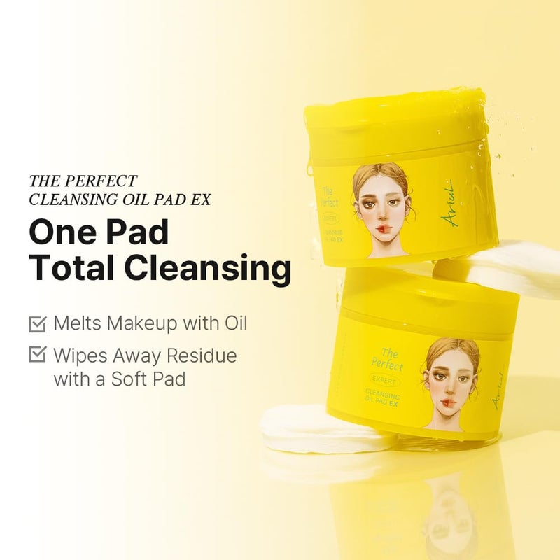 Ariul The Perfect Cleansing Oil Pad EX â€“ Korean Facial Cleansing Pads for Makeup Removal, Gentle Oil Makeup Remover Wipes with Plant Extracts, Hydrating Face Cleanser Pads (60 Sheets) - Image 2