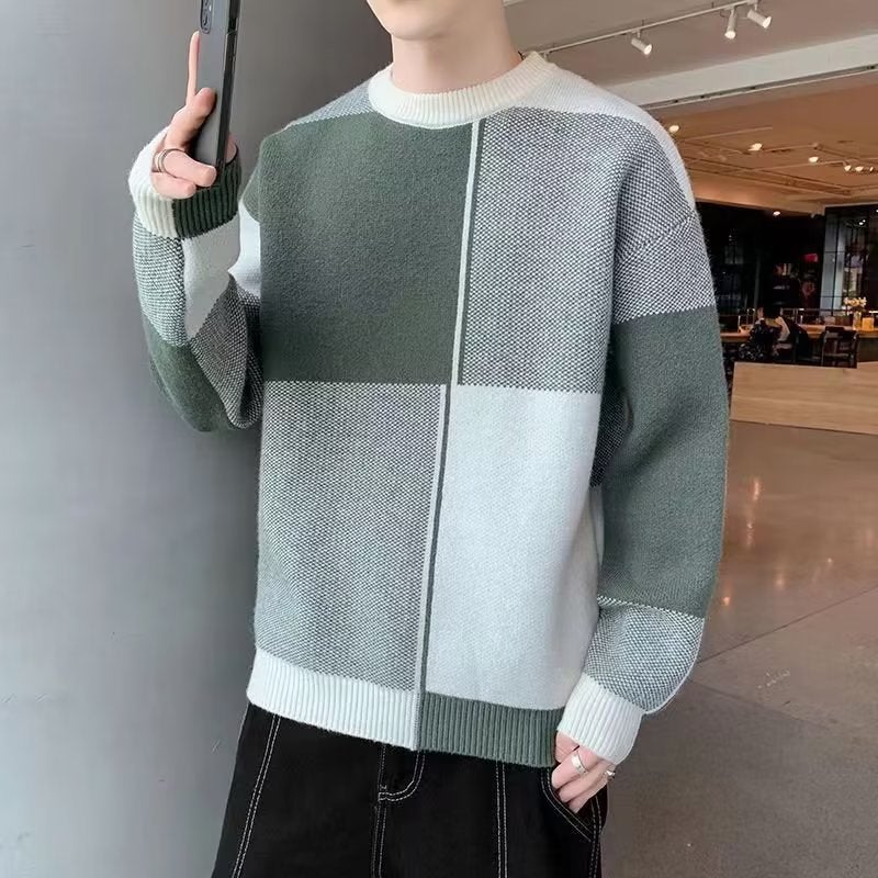 Loose Fit Mens round Neck Knitted Base Layer Shirt Autumn Winter 2023 Fashionable Teenage Winter Clothes Cotton Blend Long Sleeve Brown  - Image 2
