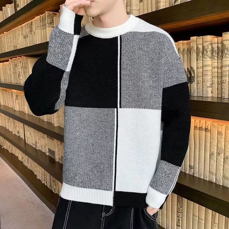 Loose Fit Mens round Neck Knitted Base Layer Shirt Autumn Winter 2023 Fashionable Teenage Winter Clothes Cotton Blend Long Sleeve Brown  - Image 3