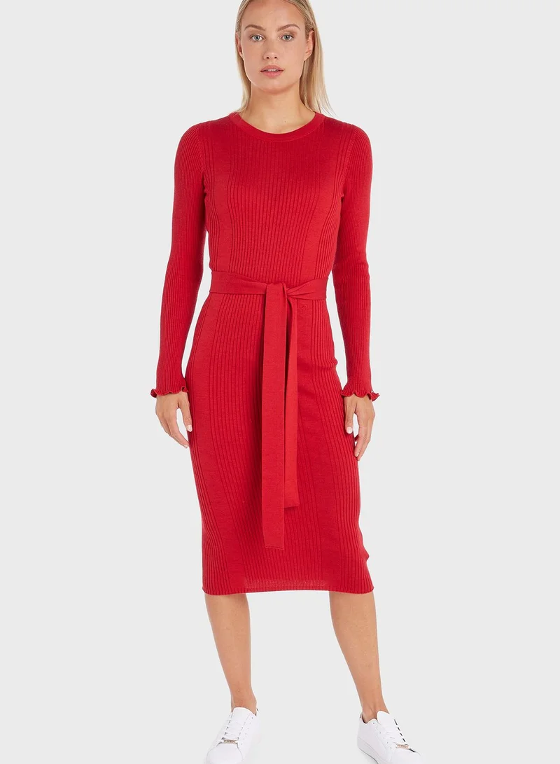 TOMMY HILFIGER Ribbed Tie Detail Dress