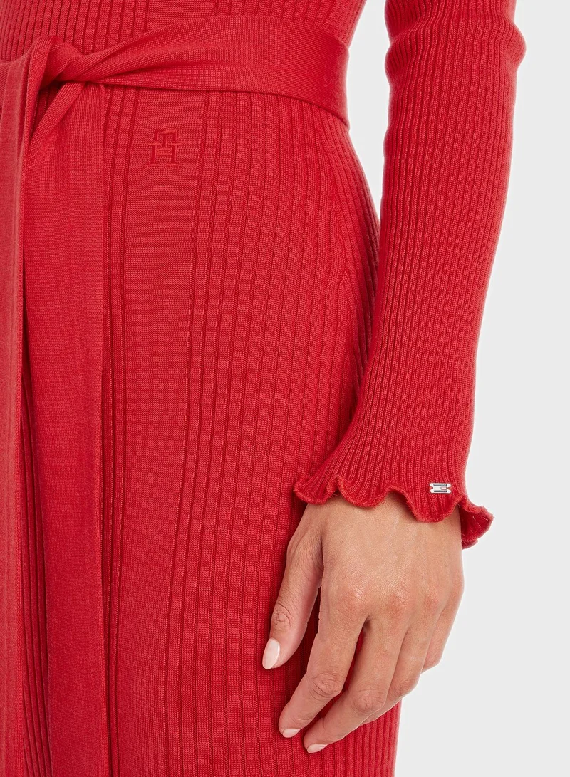 TOMMY HILFIGER Ribbed Tie Detail Dress