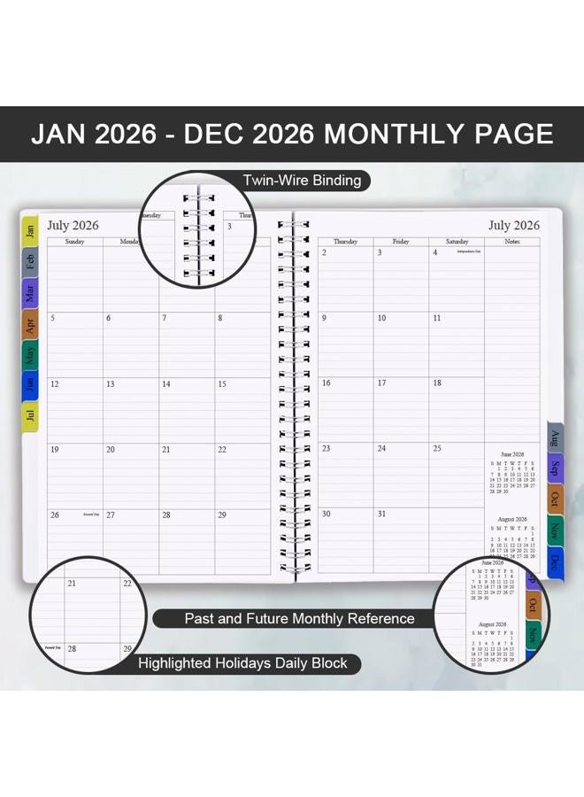 Getvow 2026 Planner - Planner 2026 for Women & Men, January 2026 - December 2026, Monthly and Weekly Calender Planner with 12 Monthly Tabs, 6.4" x 8.5", Black - Image 2