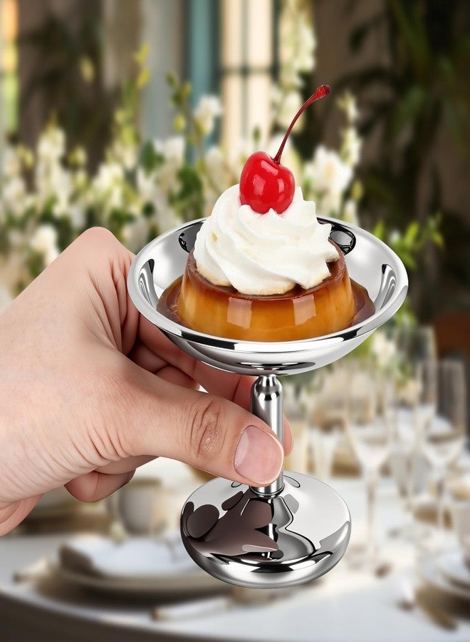 Ferrochef 6 Pcs Mini Stainless Steel Ice Cream Bowls Vintage Silver Serving Pudding Dessert Cup Sauce Bowls Metal Round Footed Yogurt Snack Candy Cups for Mousse Fruit Salad Cake Wedding Party Favor - Image 5