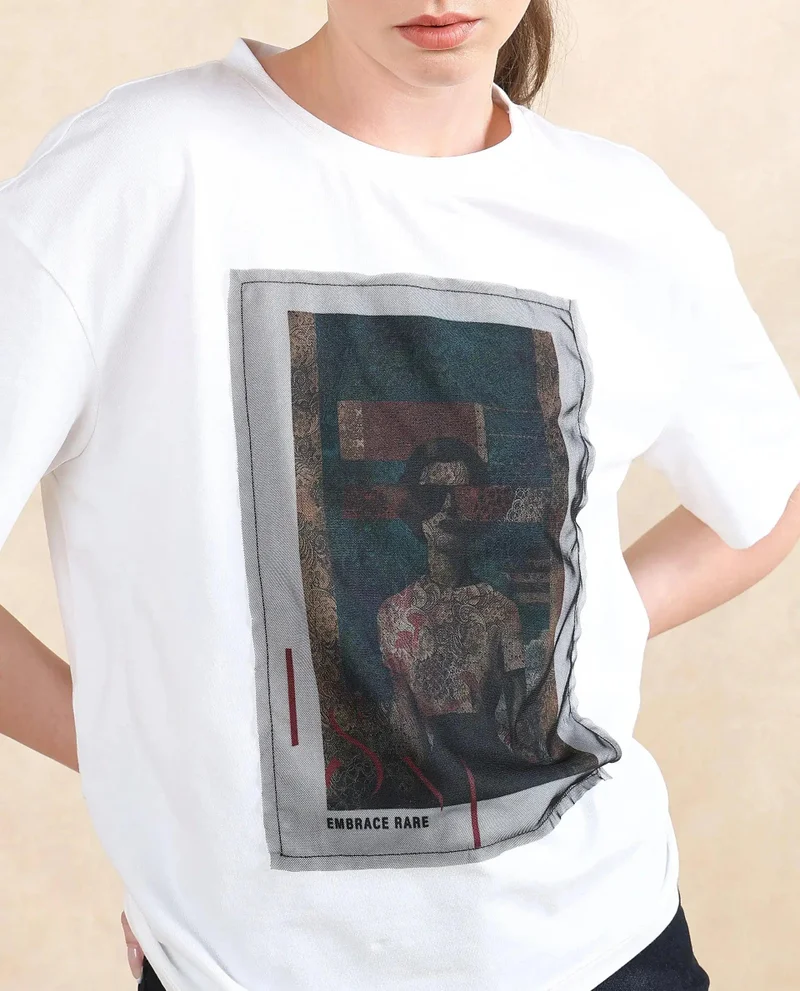 Rareism Women's Graphic Print T-Shirt