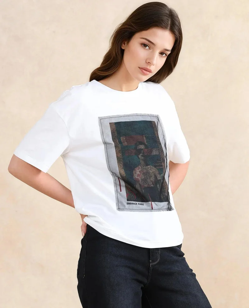 Rareism Women's Graphic Print T-Shirt