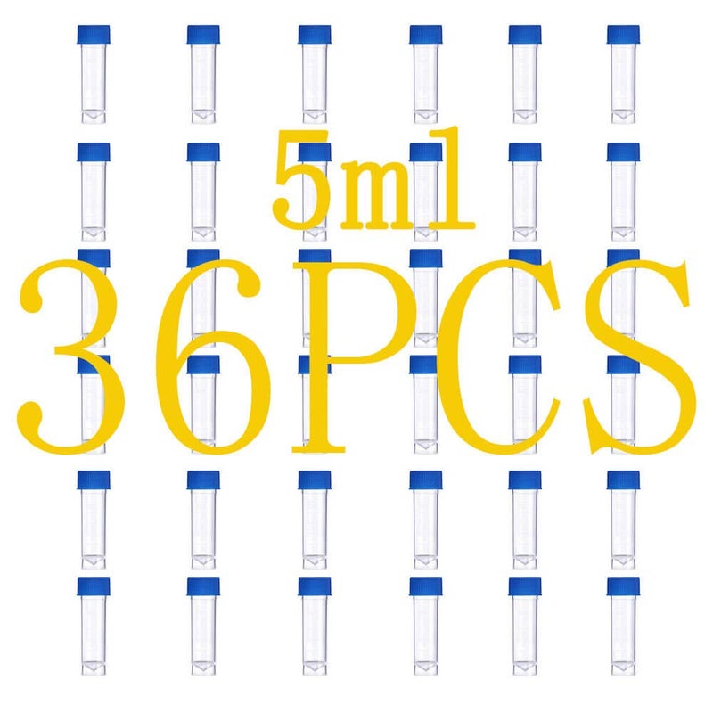 IXGNIJ 36PCS Cryo Tubes 5ml, Plastic Small vials with Screw caps Sample Tubes,PP Material ，with Silica Gel Gasket，Free from DNase, RNase, Human DNA - Image 2