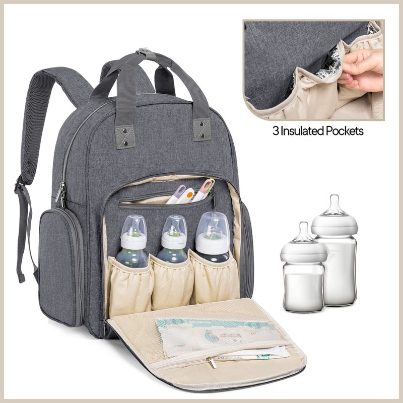 Teamoy Breast Pump Bag, Breast Pump Backpack Compatible with Spectra S1, S2, and Cooler Bag, Pumping Bag with Pockets and 15" Laptop Sleeve for Working Mom, Gray - Image 3
