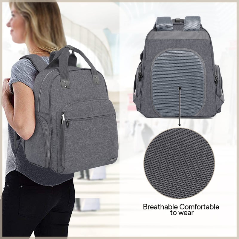 Teamoy Breast Pump Bag, Breast Pump Backpack Compatible with Spectra S1, S2, and Cooler Bag, Pumping Bag with Pockets and 15" Laptop Sleeve for Working Mom, Gray - Image 5