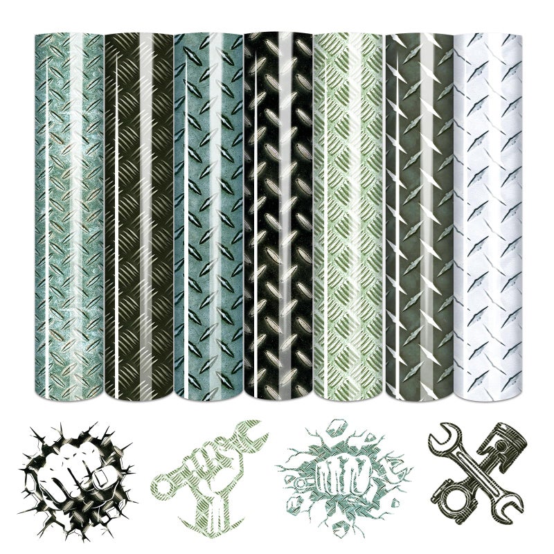 فيلم نقل الحرارة تينت نوت بلاتينوم 7 ورقات 10x12 بوصة نمط مطبوع على الفينيل المعدني للكي على القمصان والقبعات والملابس لآلة كريكت وكاميو