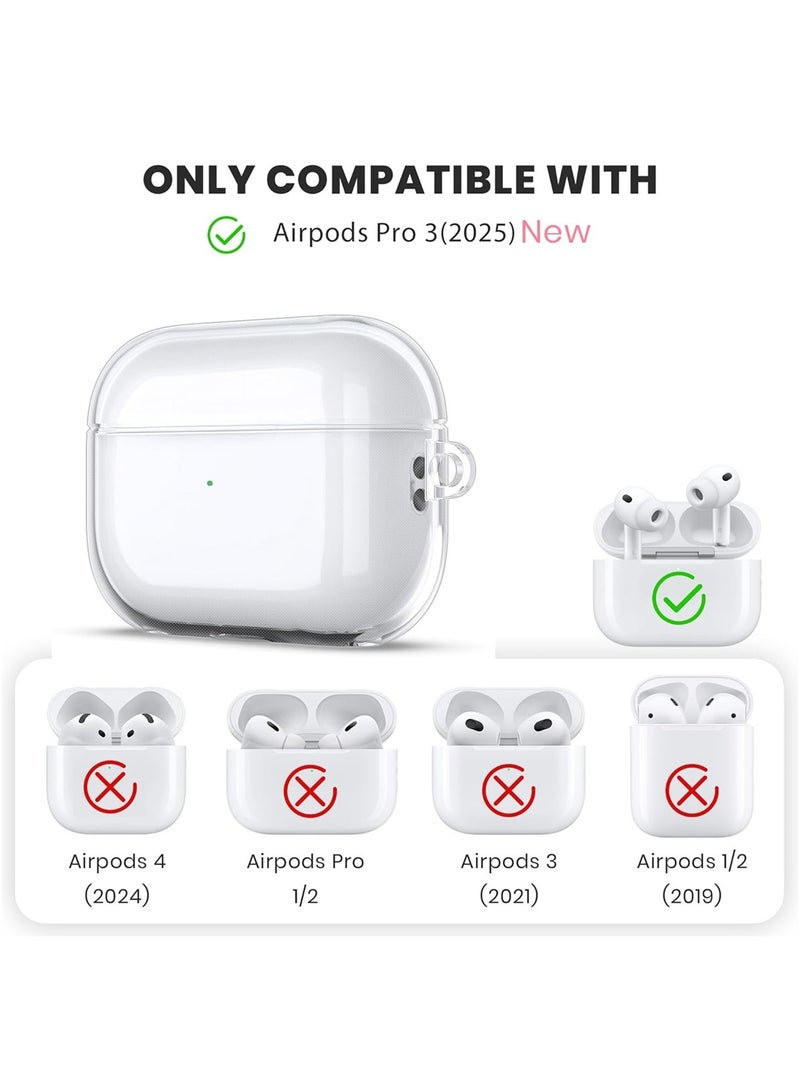 اووكاي جراب شفاف لامع لسماعات Airpods Pro 3، جراب شفاف لامع لامع لسماعات Airpods Pro من الجيل الثالث 2025، جراب ناعم مقاوم للصدمات وجميل من مادة TPU مع حلقة تثبيت (شفاف لامع). - Image 2