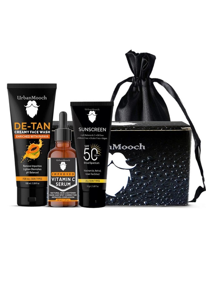UrbanMooch Men's Skincare Kit with De-Tan Face Wash | Vitamin C Serum | SPF 50 Sunscreen pa+++ | Summer Skin Care Kit for Men | Rakhi Gift for Brothers - Image 1