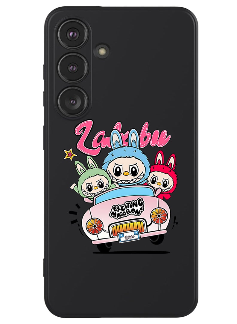 Theodor Protective Slim Fit Case Liquid Silicone Cover with Full Body Protection Anti-Scratch Shockproof Case For Samsung Galaxy S24 (Black) Labubu (1) - Image 1