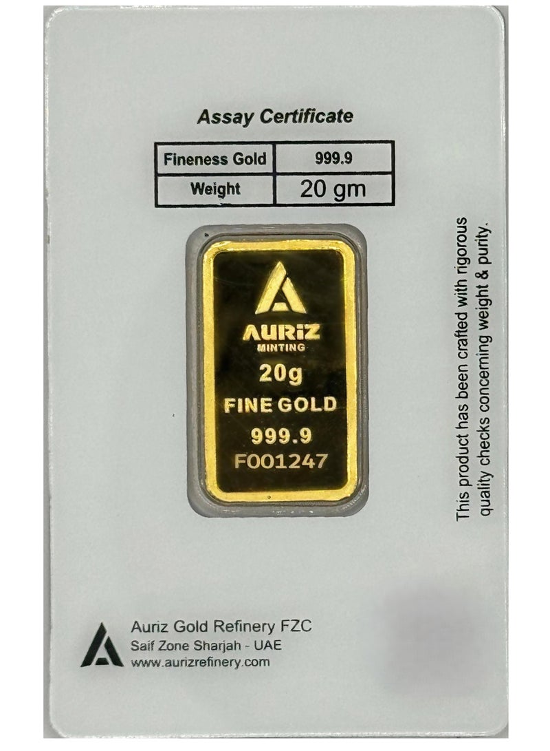 AURIZ MINTING Auriz Minting 20gm 24K Gold Bar Dubai Frame Design - Image 2